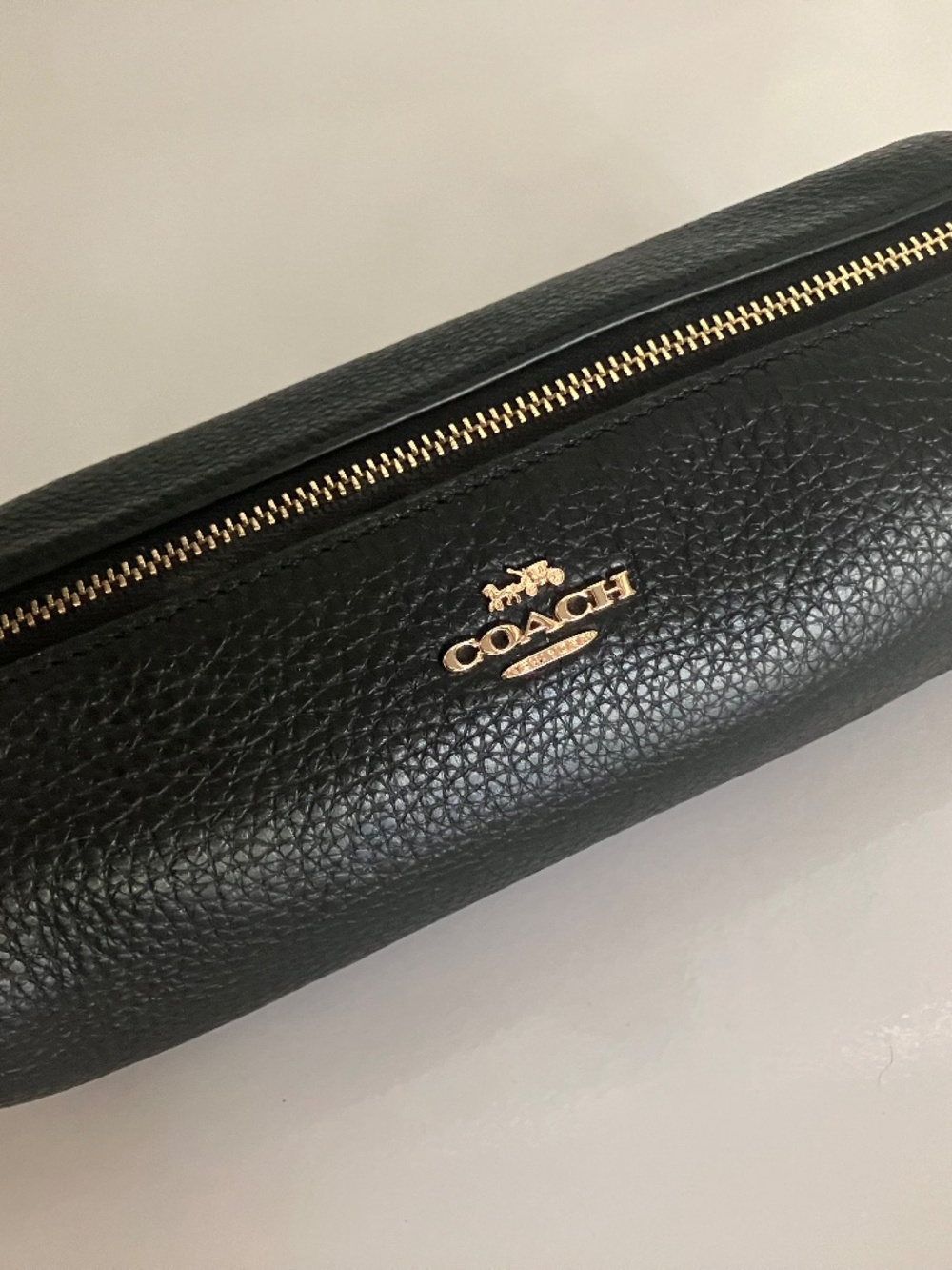 COACH Black Pebbled Leather Case Makeup Brush Pencil Round Tube - Picture 2 of 11